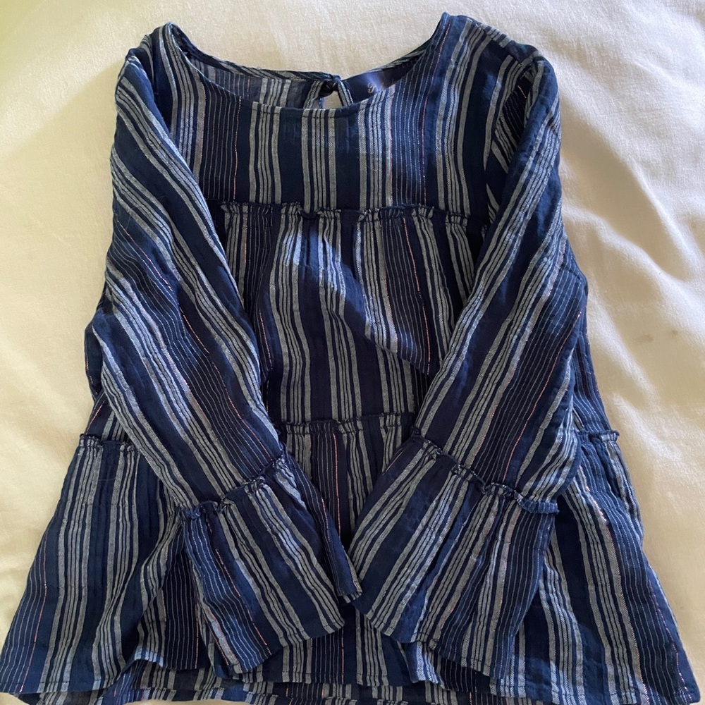 BLIE STRIPED LONG SLEEVE TOP